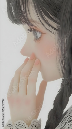3D Illustration of Pensive ...