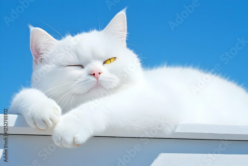 White Cat Illustration Sunb...