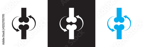 Two bones together icon and round arrows. isolated on white and black background. vector illustration. EPS 10