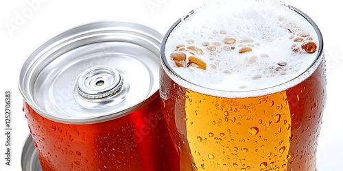 Refreshing Beer Can and Gla...
