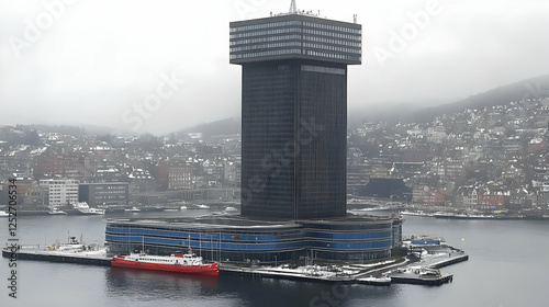 Tall City Tower, Foggy Harb...