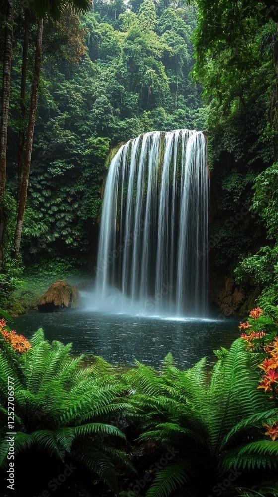 Hidden Waterfall In Lush Rainforest Hidden Waterfall In Lush Rainforest