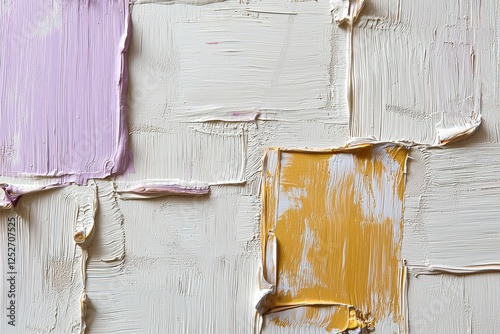 Artwork displaying textured surface with pastel colors applied with palette knife in an abstract form