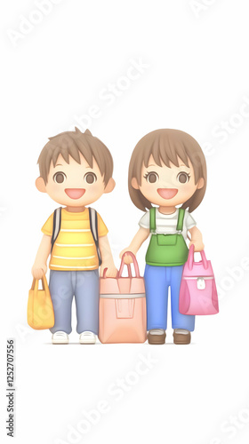 3D Illustration Happy Kids ...