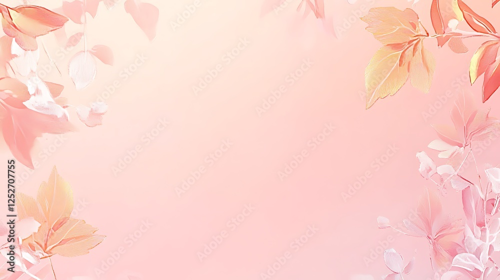 Pastel leaves border, soft background Pastel leaves border, soft background