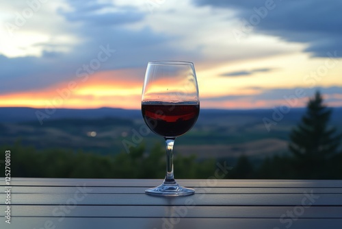 Enjoying white wine in a vineyard during sunset