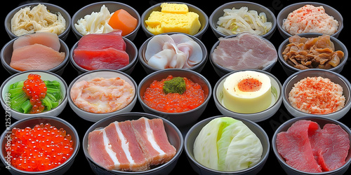 Varied Sushi Dish Illustration