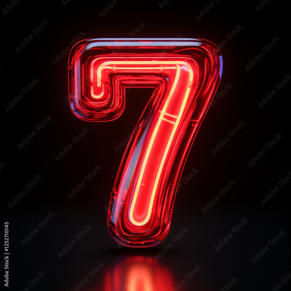 Neon number seven glowing against a dark background, showcasing vibrant design and modern artistic expression. Generative AI Neon number seven glowing against a dark background, showcasing vibrant design and modern artistic expression. Generative AI