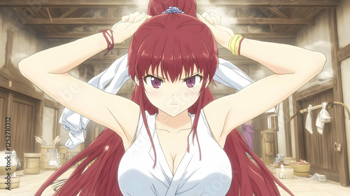 Anime Girl Illustration Red...