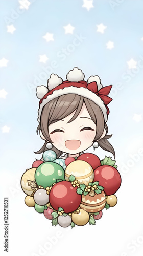 Joyful Girl Christmas Illus...