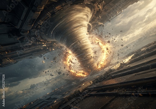 Intense Tornado Rips Through a Futuristic Space Station