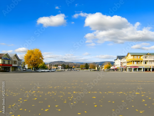 Autumn Town Square Illustra...