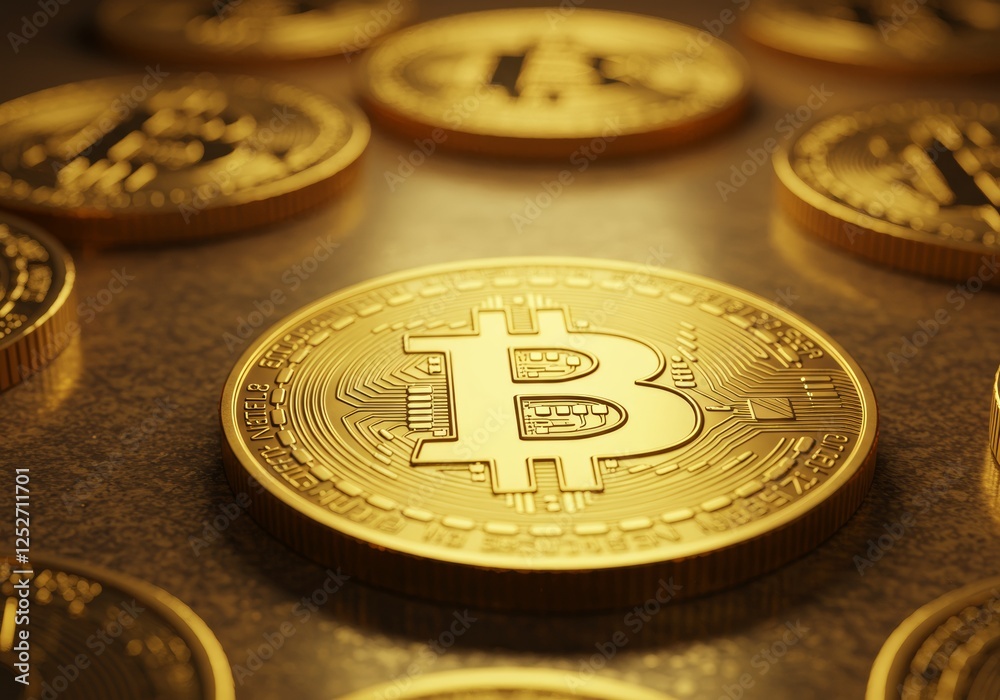 Bitcoin Cryptocurrency Coins Focused, Digital Wealth and Investment Concept Bitcoin Cryptocurrency Coins Focused, Digital Wealth and Investment Concept