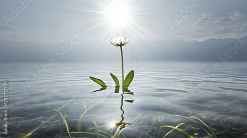 Serene Aquatic Bloom: Sunli...