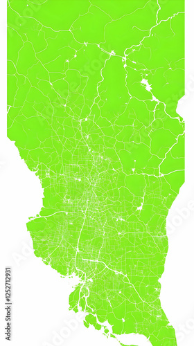 Lime Green City Map Illustr...