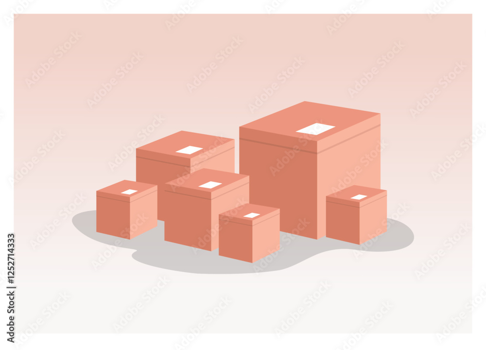 Obraz premium A group of cardboard boxes in the storage 