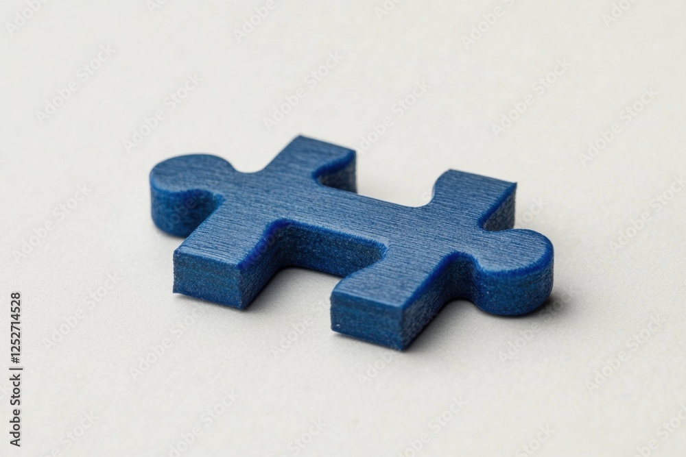Fototapeta premium A single blue jigsaw puzzle piece rests on a surface