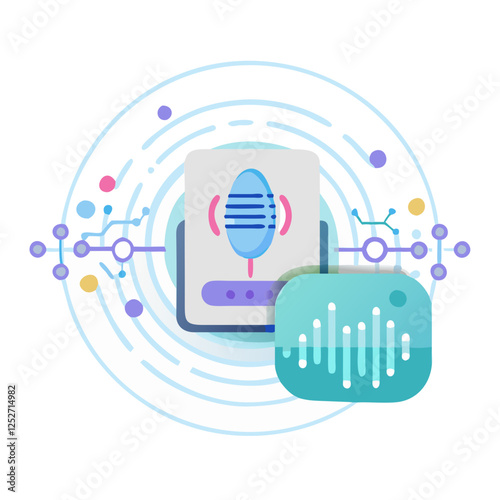 AI voice recognition and sound processing concept