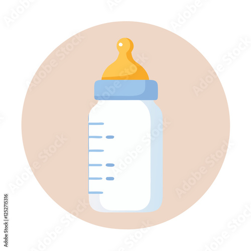 Baby bottle with milk in simple flat design