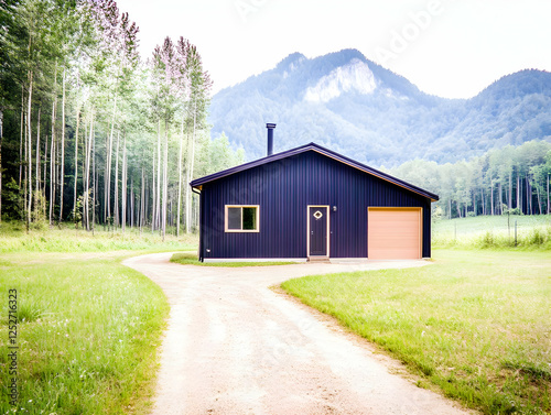 Dark Cabin Lakeside Illustr...