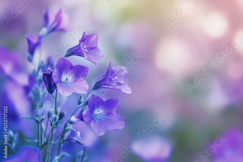 Beautiful purple and green leaves illuminated by soft sunlight in a serene ga...