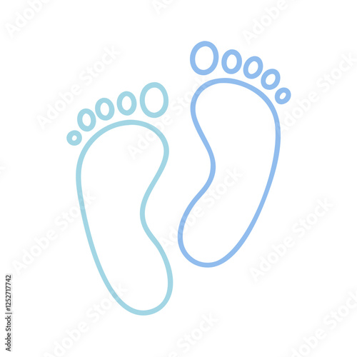 Blue baby footprints symbol in modern style