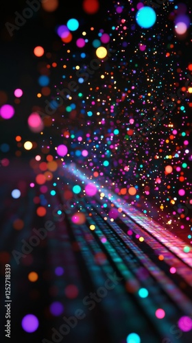 Colorful lights and particles create a mesmerizing abstract background for di...