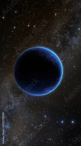 Neptune surrounded by stars in the vast expanse of space captured from astron...