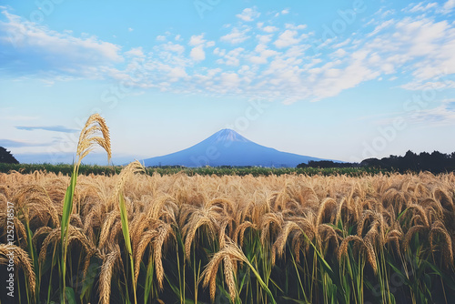 Golden Wheat Field and Moun...