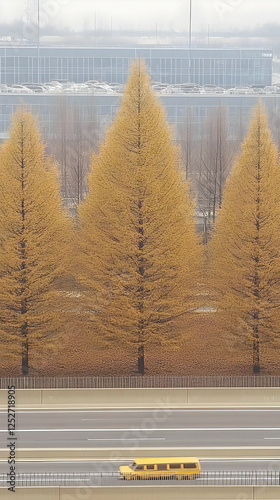 Autumn Trees Highway Landsc...
