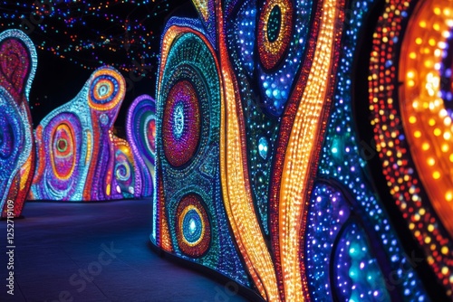 Colorful stage with vibrant lighting effects in a performance venue during ev...