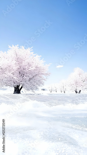 Snowy Landscape with Cherry...
