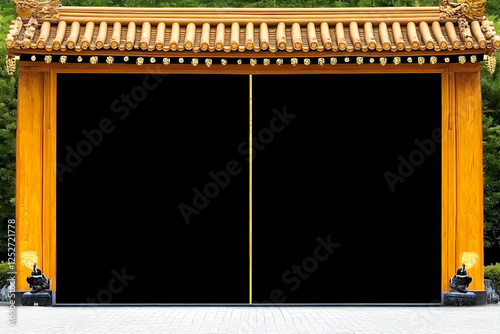 Asian Style Wooden Gate Ill...