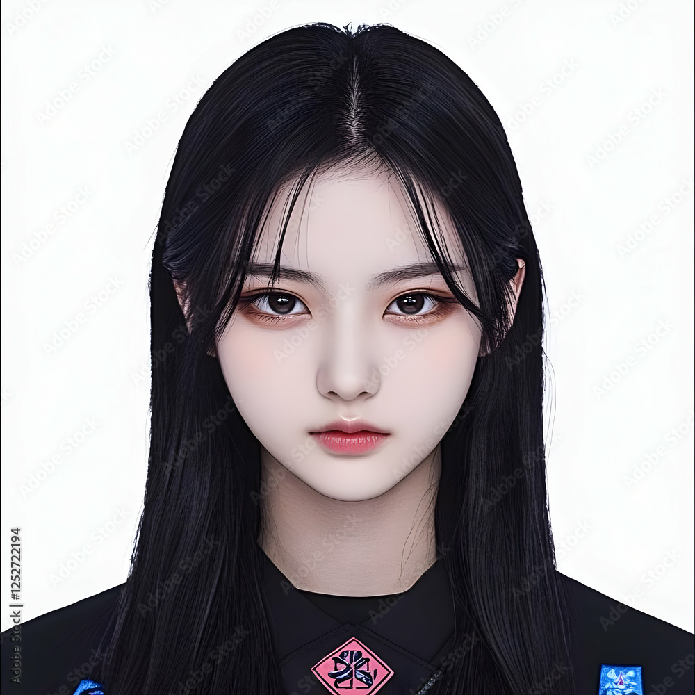 Digital Illustration of a Woman with Long Black Hair Digital Illustration of a Woman with Long Black Hair