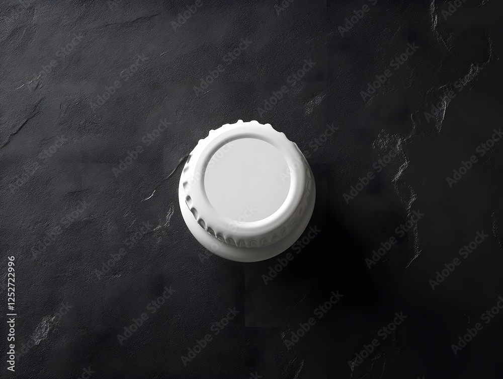 White Bottle Cap Mockup on Dark Background White Bottle Cap Mockup on Dark Background