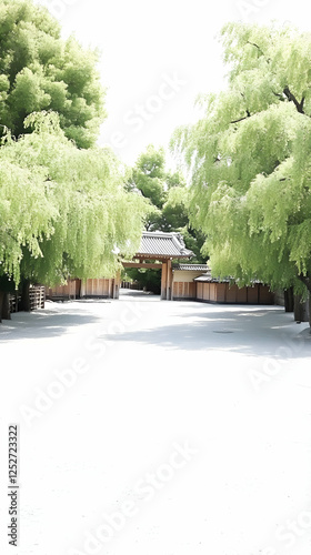 Serene Asian Garden Gate Il...
