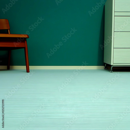 Teal Wall Minimalist Room I...