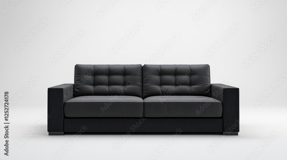 Obraz premium Dark Gray Modern Sofa With Button Tufted Backs