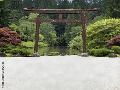 Serene Japanese Garden Illu...
