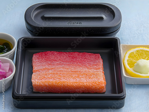 Sashimi Salmon Dish in Blac...