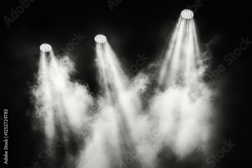 Stage lights illuminate smoke in a dark theater setting for a performance at ...