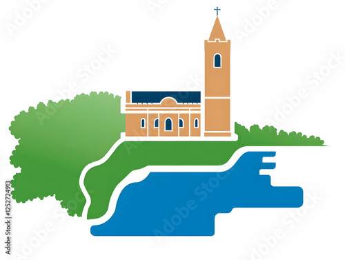 Church by the Lake Illustra...