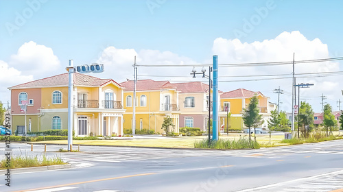 Suburban Homes Illustration