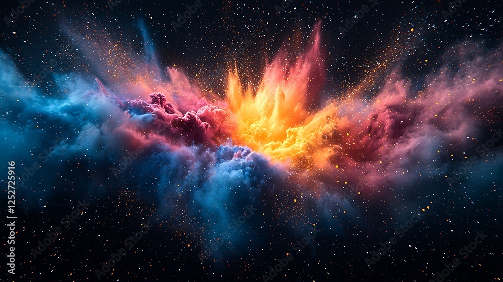 Fototapeta premium Cosmic Nebula Explosion Colorful Space Art Wallpaper