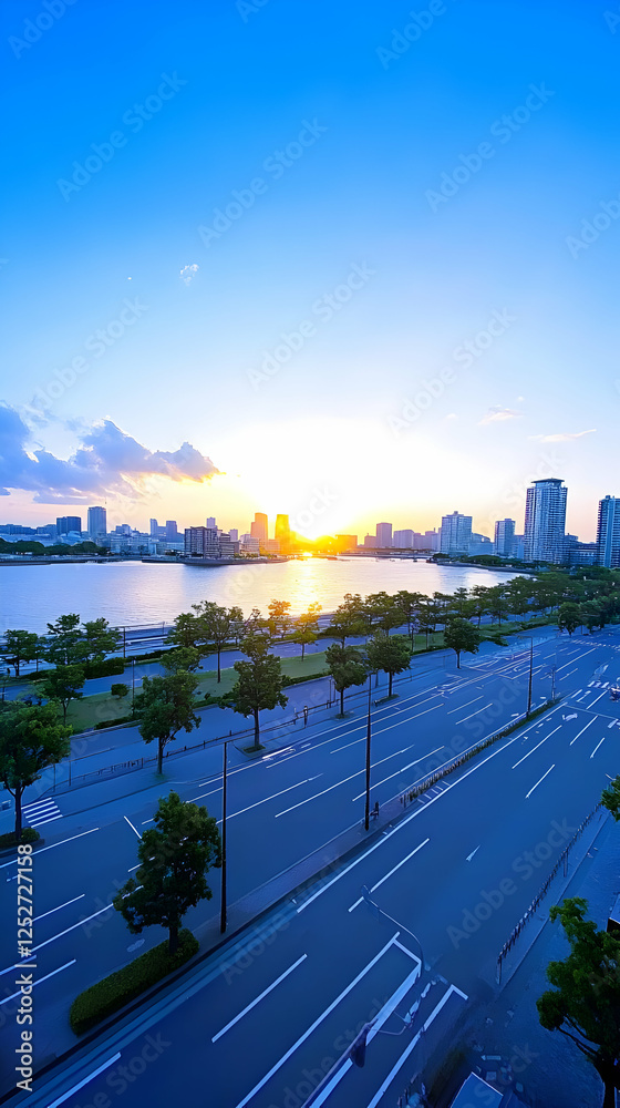 Obraz premium Sunset Cityscape Illustration
