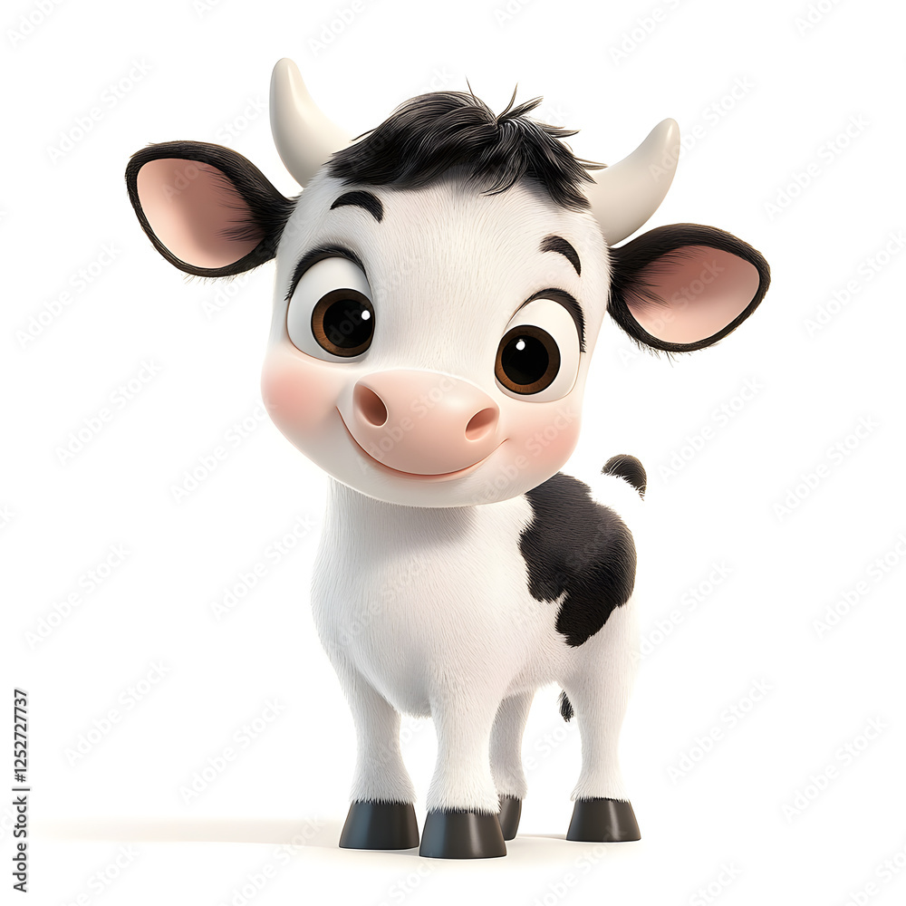 Fototapeta premium 3d cute cartoon cow 