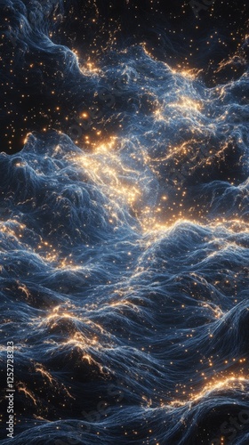 Stunning cosmic waves illuminated by stars drifting through the vast universe