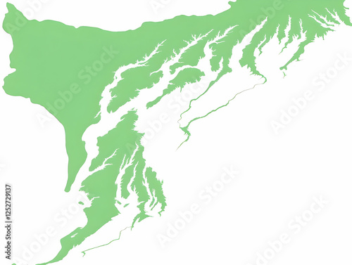Abstract Green Coastline Il...