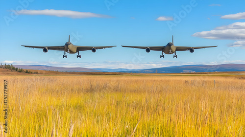 Twin Jet Airplanes Landing ...