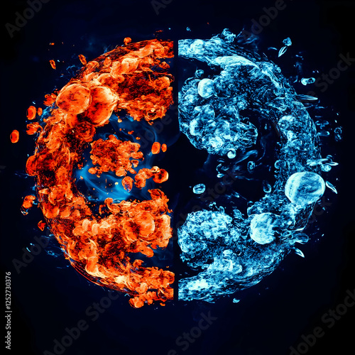 Fiery Ice 3D Abstract Backg...